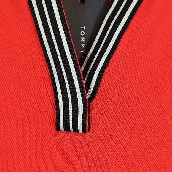 Tommy Hilfiger Striped Trim A-Line Sleeveless Red Knit Dress Size L NWT Preppy - Picture 10 of 12